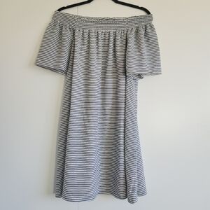 Madewell Off the Shoulder Stripe Dress Casual Summer Midi